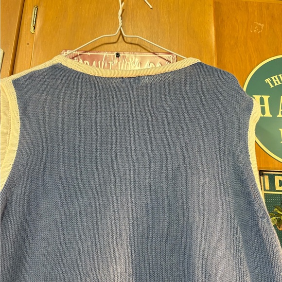 Holiday Editions Blue and White Snowman V-Neck Sweater Vest - Picture 12 of 12